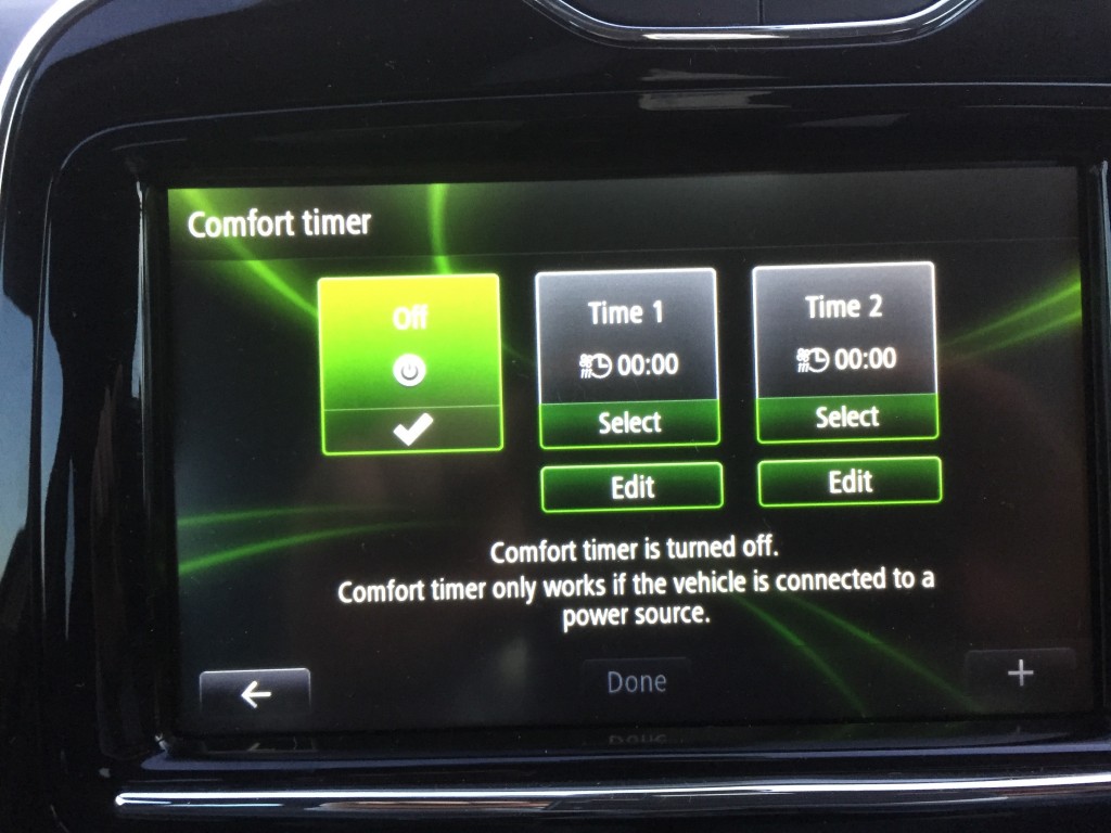 Renault Zoe - Comfort timer display
