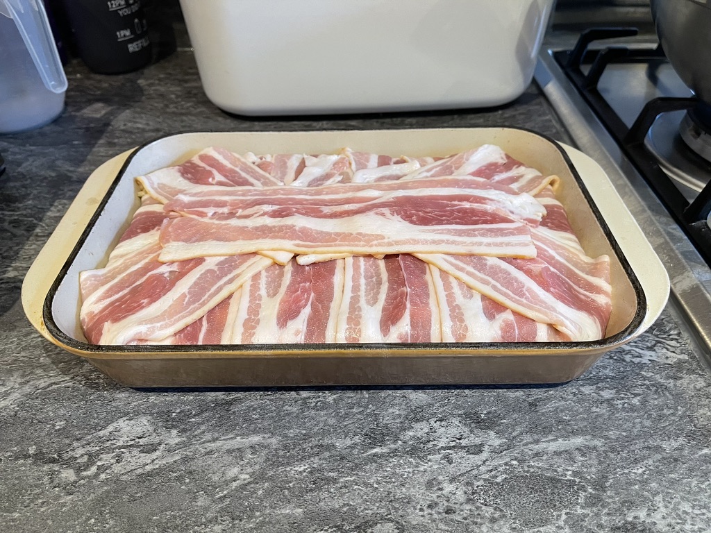 Stuffing cake ready to go in the oven