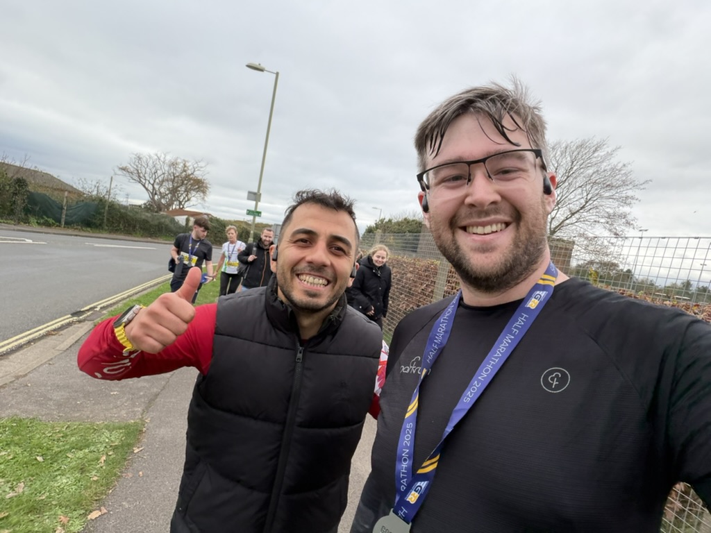 Myself and friend having just finished Gosport Half Marathon